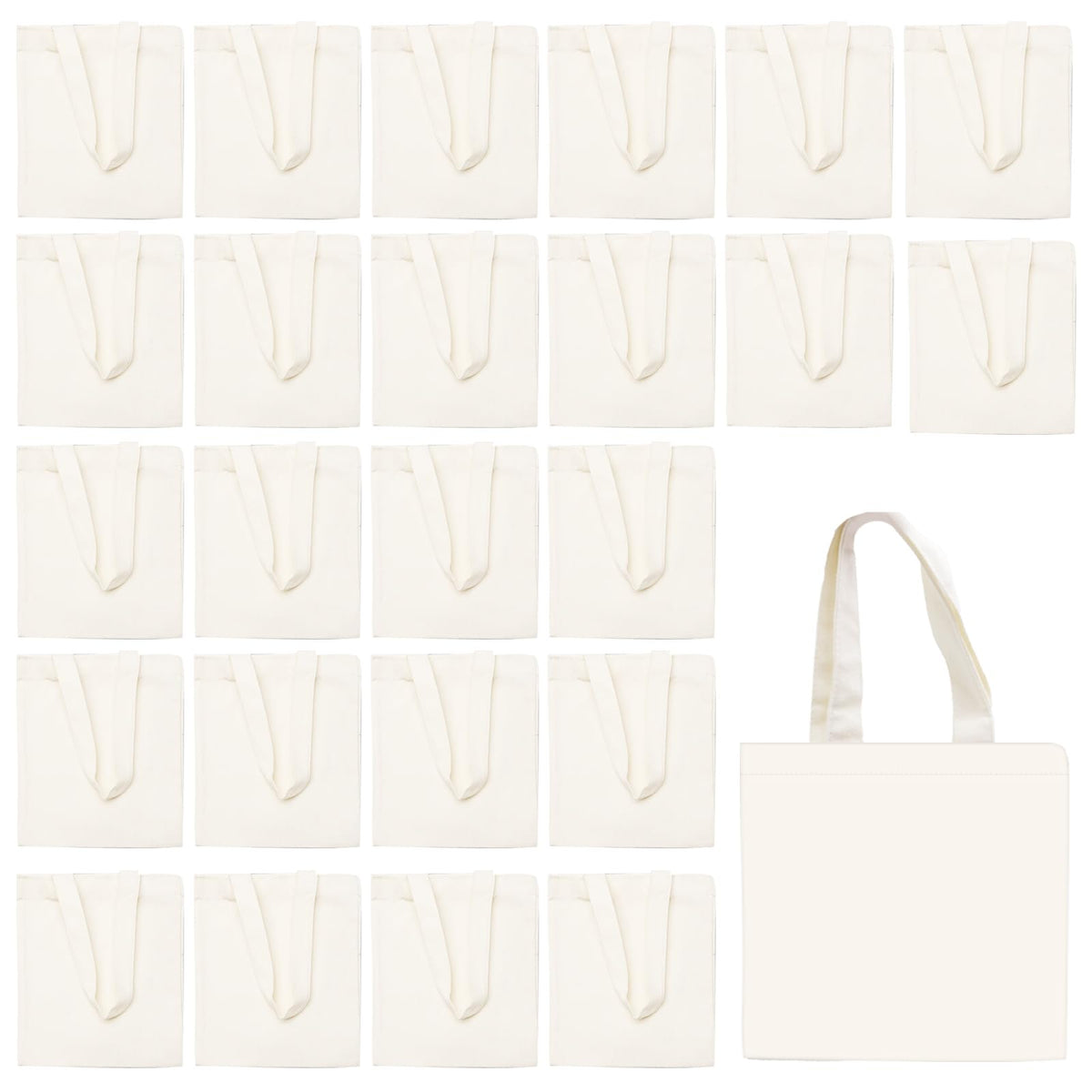 CONEHOY 25 mini tote bags blank canvas ready for DIY crafts.