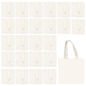 CONEHOY 25 mini tote bags blank canvas ready for DIY crafts.
