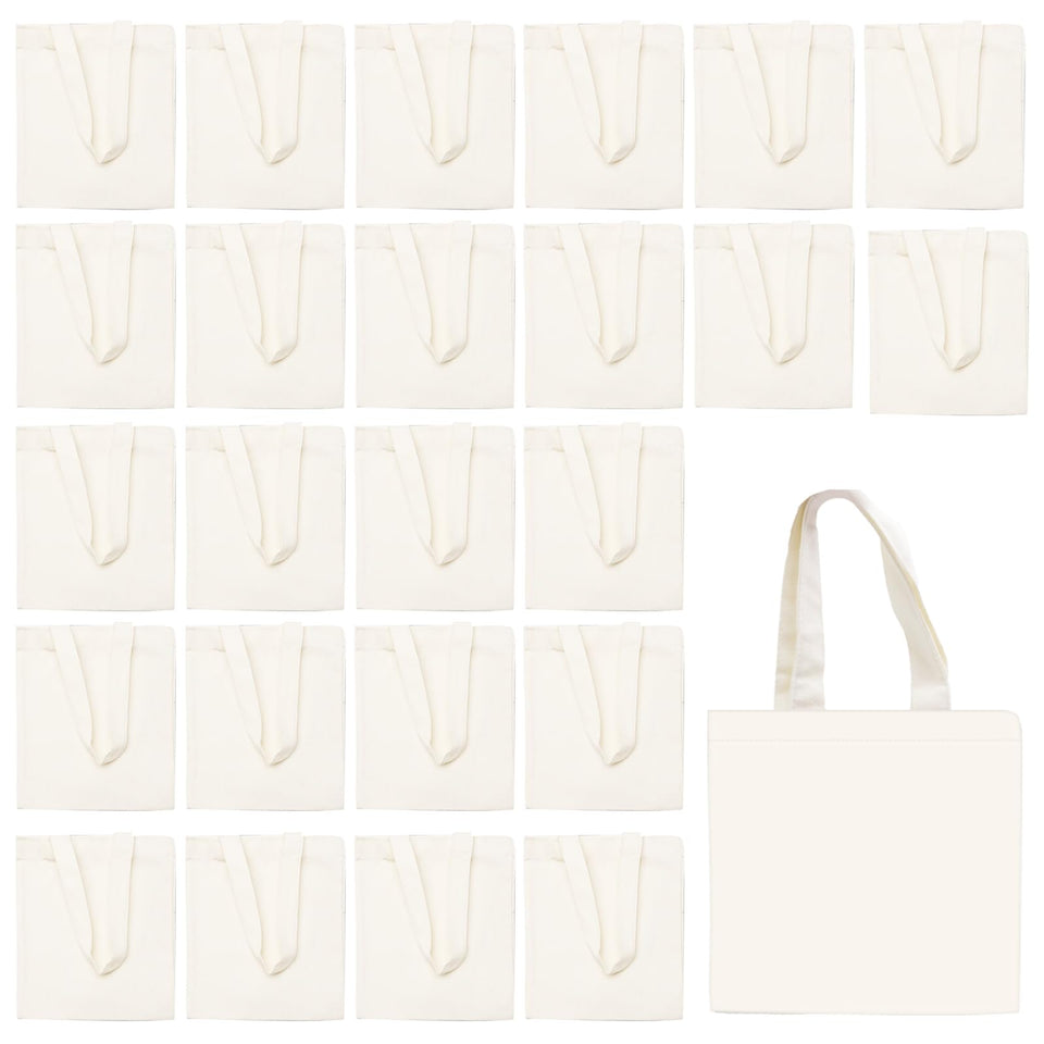 CONEHOY 25 mini tote bags blank canvas ready for DIY crafts.