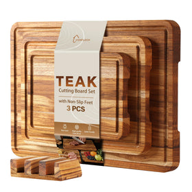 Conflech teak cutting board 10-inch showing rich wood grain for precise prep