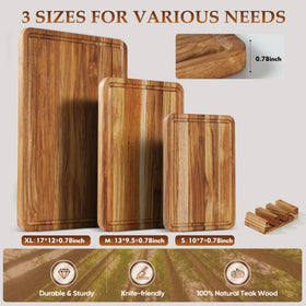 Conflech teak cutting board 13-inch with juice groove catching liquids