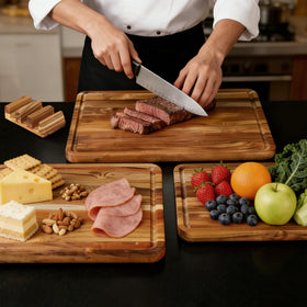 Conflech handcrafted teak board highlights smooth finish and durable build
