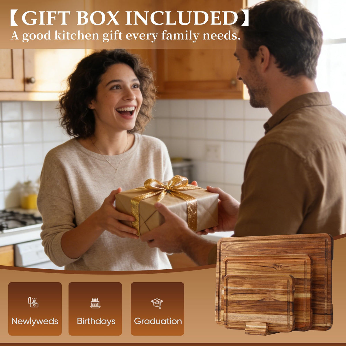 Conflech rounded edges on teak board offer comfortable grip