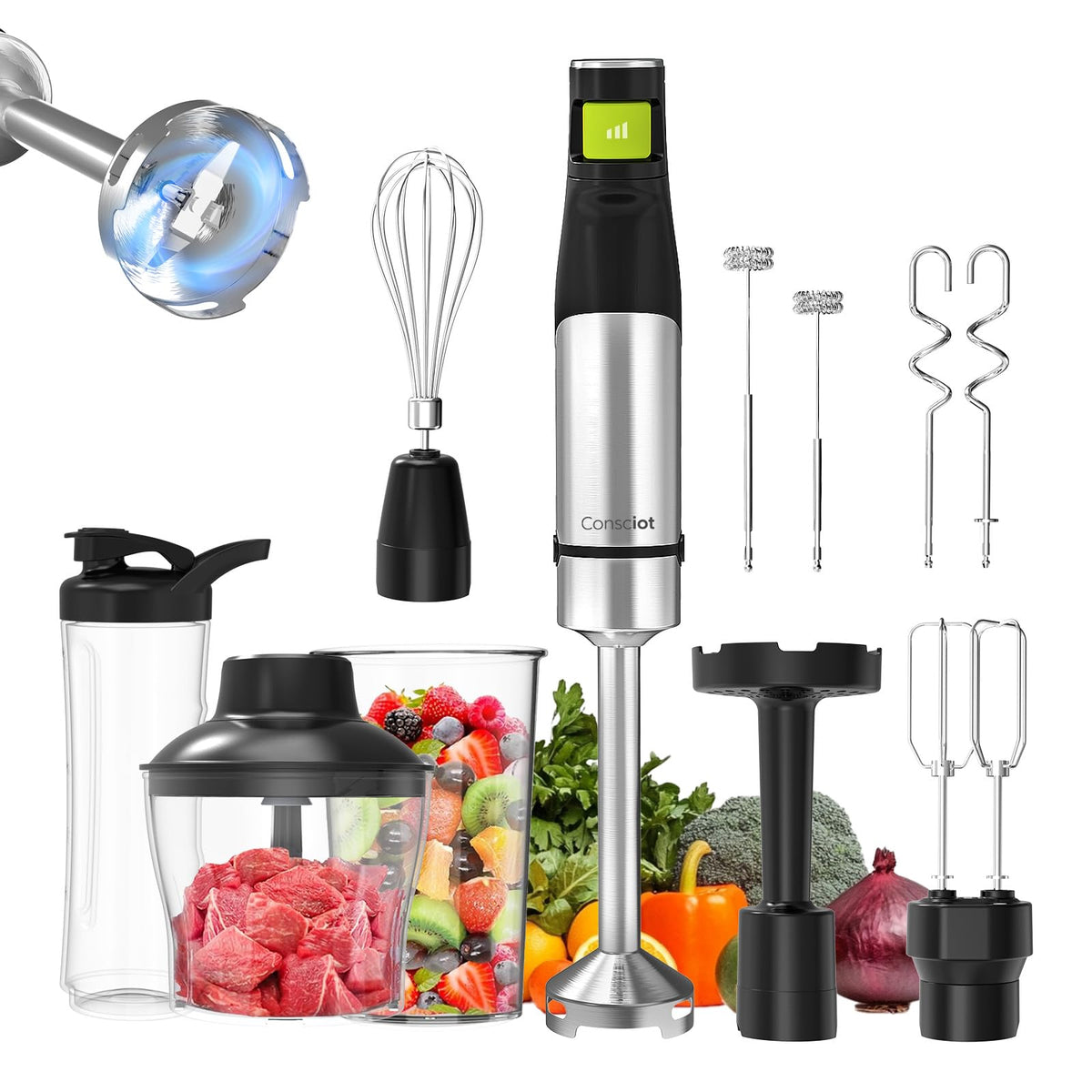 Consciot 10-in-1 blender with attachments for versatile cooking tasks