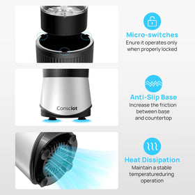 Consciot CB08 easy-clean design with dishwasher-safe cups and blades.