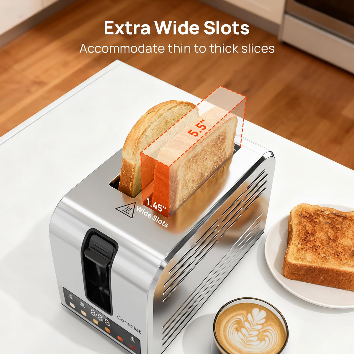 Consciot Toaster 2 Slice delivers even heating for consistent browning