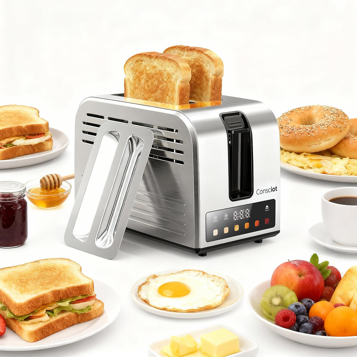 Consciot Toaster 2 Slice with smart touch screen for precise browning control