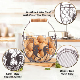 Consevisen egg basket with open wire spacing promotes airflow.