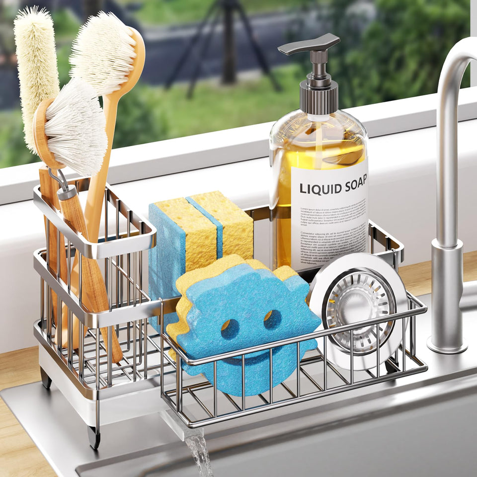 Consumest sponge holder with 360° spout draining water efficiently