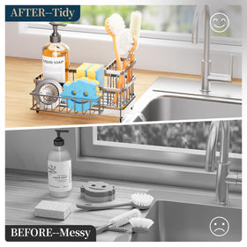 Dual brush stand on Consumest sink caddy keeps brushes accessible