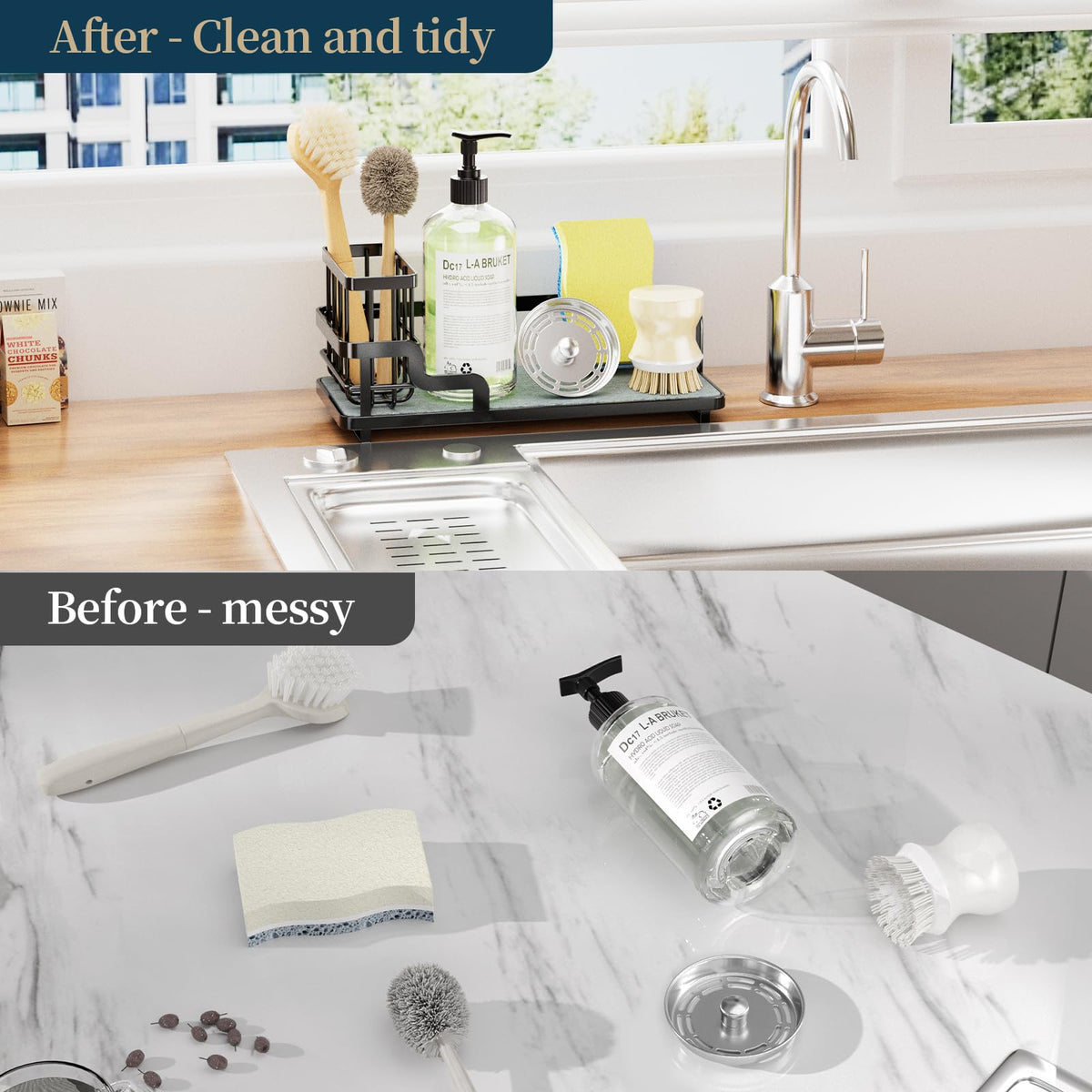 Consumest stainless steel construction provides a durable kitchen organizer.