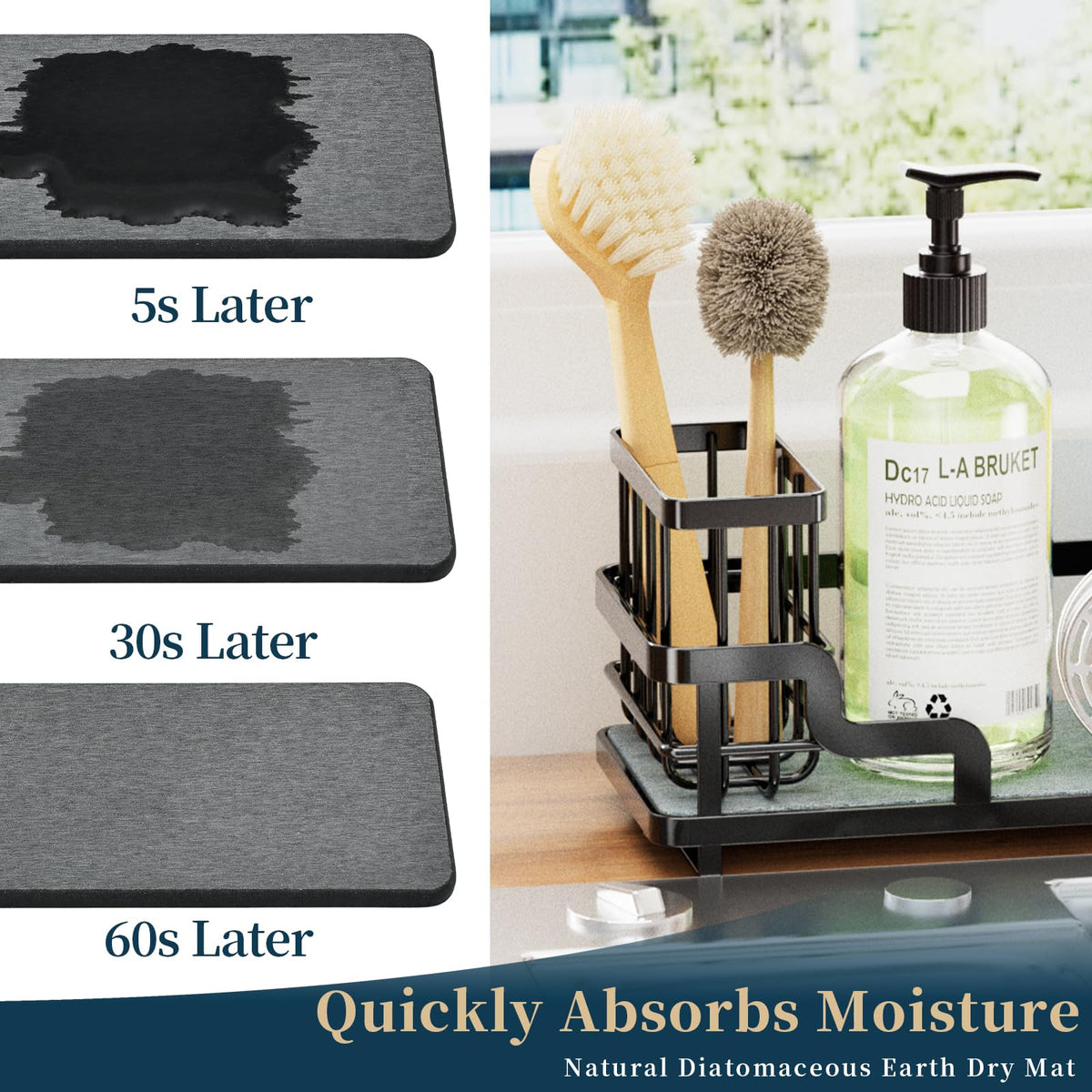 Consumest water-absorbing diatomite tray quickly captures moisture.