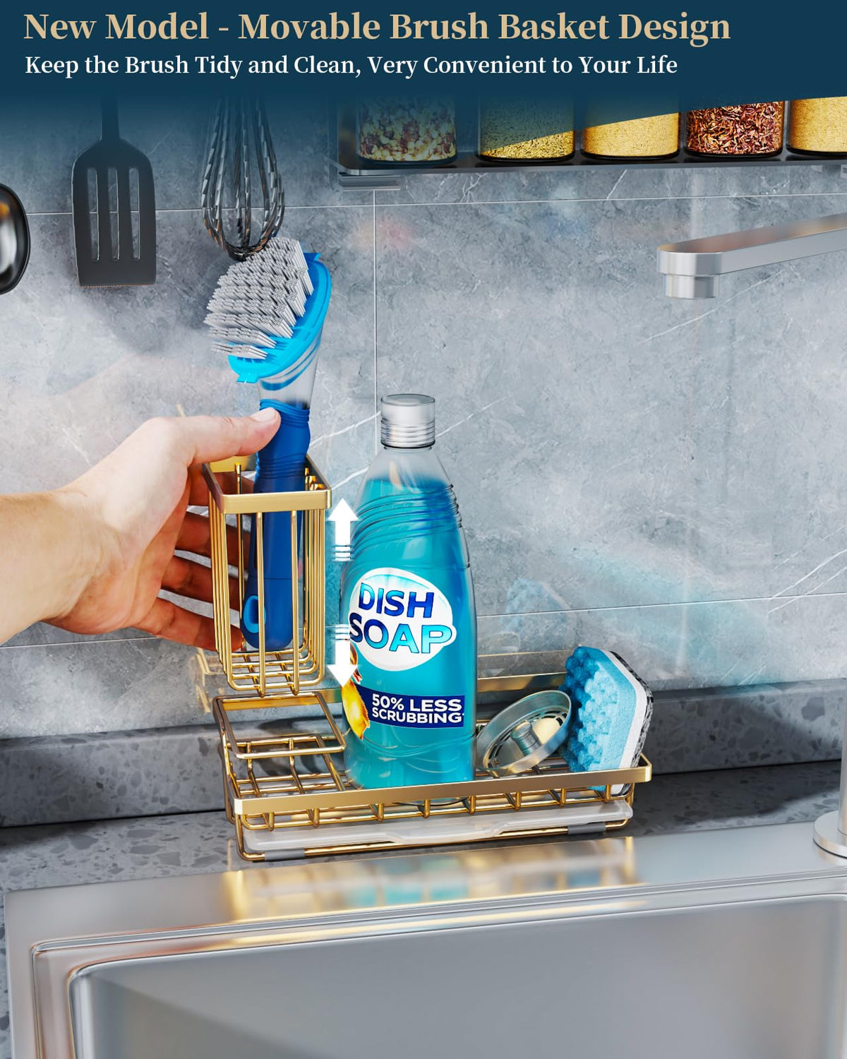 Consumest sink caddy placed on the countertop for organized use