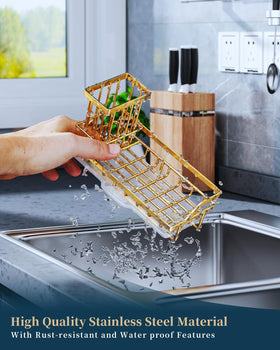 Consumest gold-finish rustproof stainless steel caddy