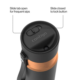 Contigo AutoSeal slider lock showing spill-proof security in action.