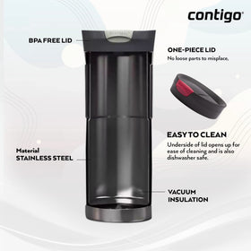 Contigo Byron Snapseal lid opens fully for easy cleaning.