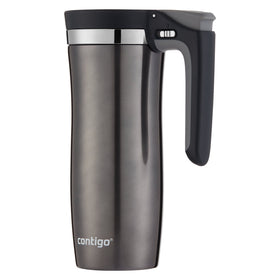 Contigo handled AUTOSEAL travel mug with 16 oz capacity, spill-proof for on-the-go drinks.
