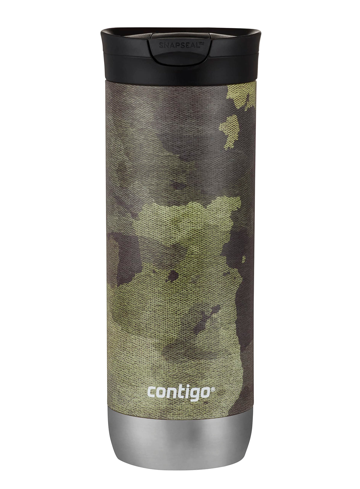 Contigo Huron camo travel mug with full-body graphics for a bold on-the-go look