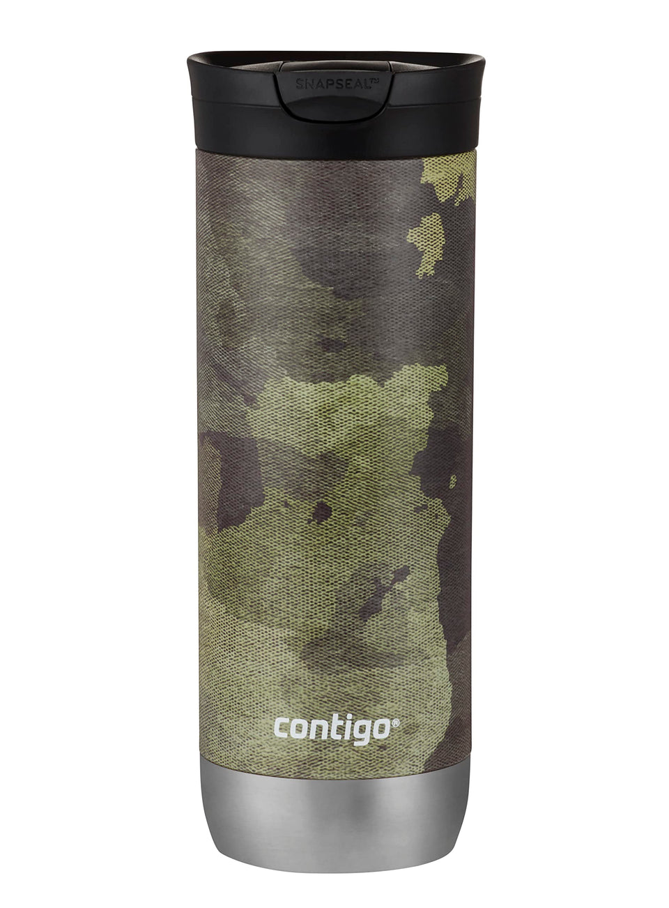 Contigo Huron camo travel mug with full-body graphics for a bold on-the-go look