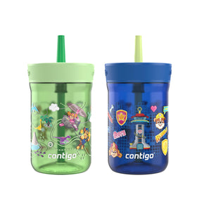 Contigo Kids Leighton Paw Patrol green tumbler shows spill-proof 14oz design for mess-free sips.