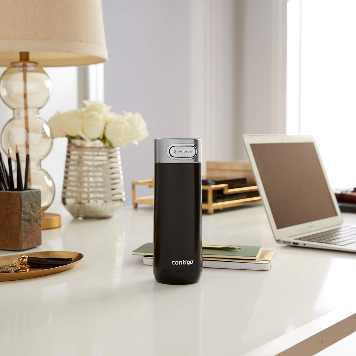 Contigo Luxe Monaco mug is top rack dishwasher safe for easy cleaning.