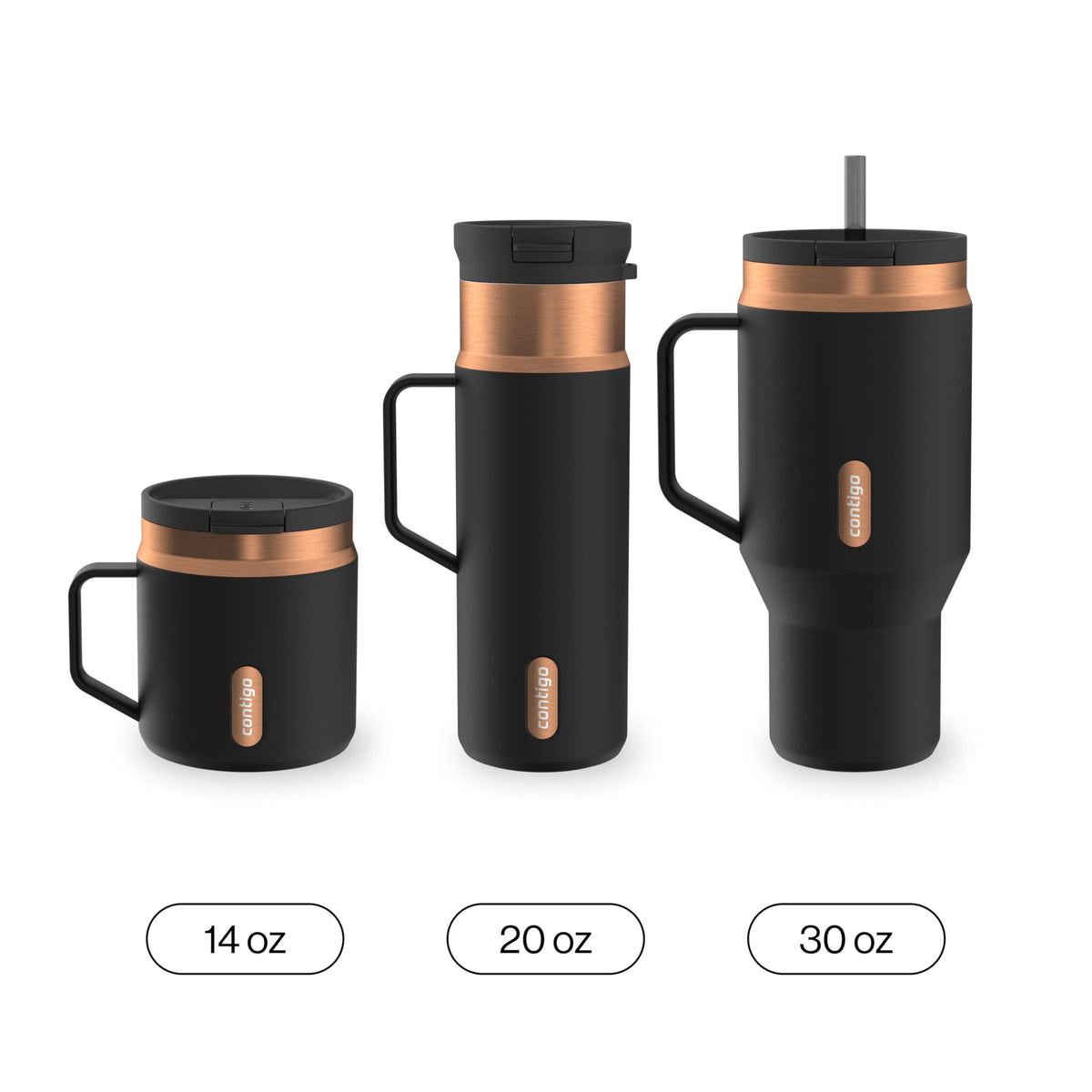 Contigo SnapSeal auto-close lid shown for leak prevention.