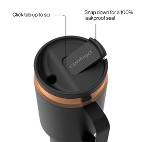 Contigo SnapSeal with easy-grip handle for comfortable one-handed carrying.