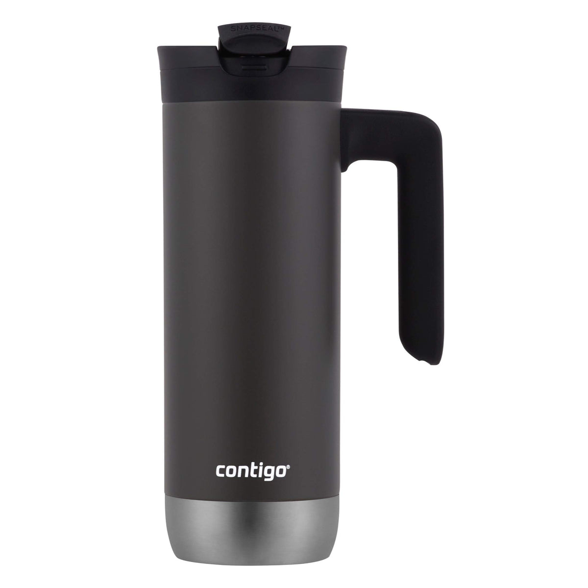 Contigo SNAPSEAL lid enables one-handed drinking with secure closure.