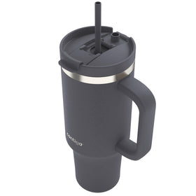 Contigo Streeterville 40oz tumbler darkstone lid is top-rack dishwasher safe for easy cleaning.