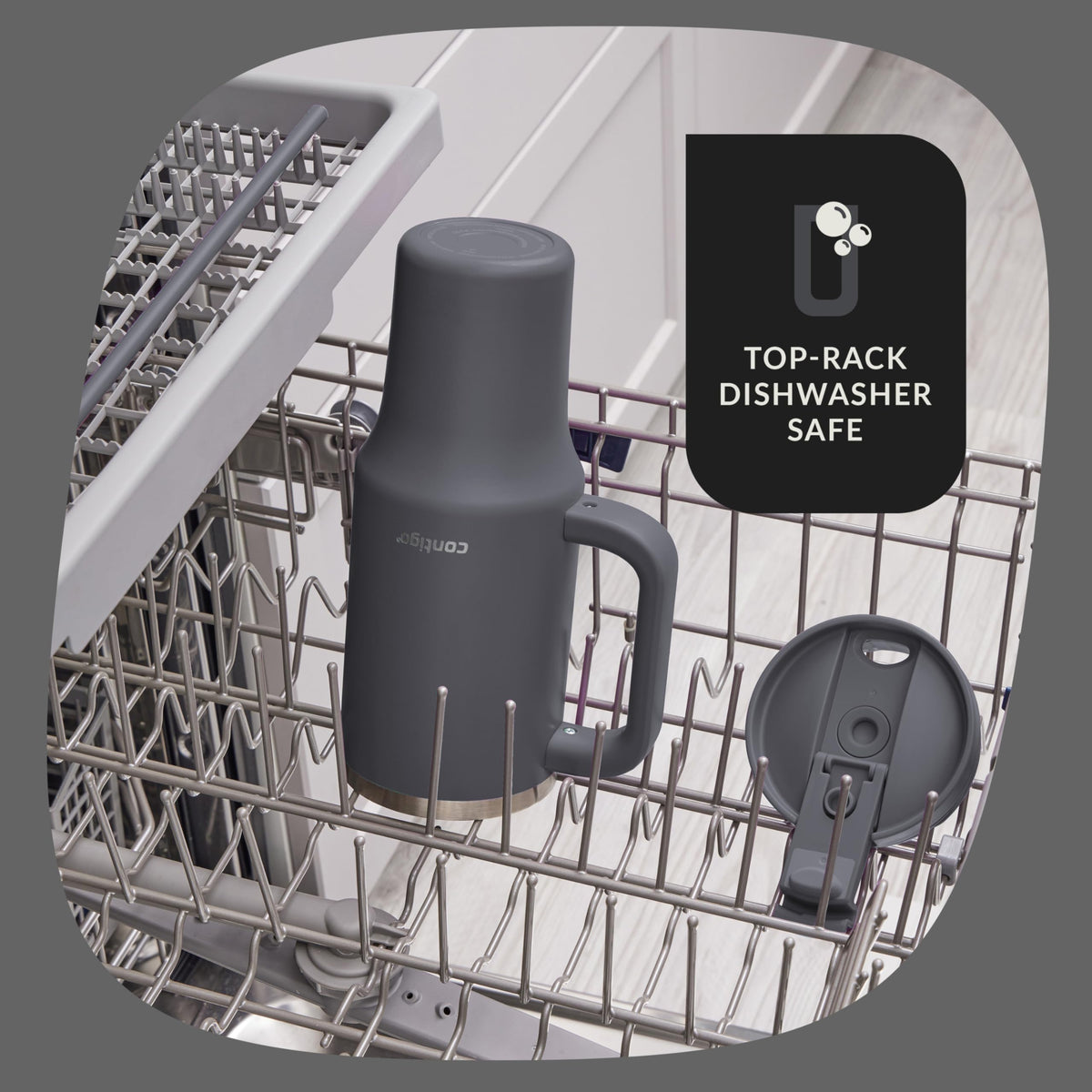 Contigo Streeterville 40oz tumbler darkstone handle for easy on-the-go drinking.