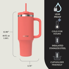 Leak-proof lid on Contigo Streeterville 40oz tumbler prevents spills during travel