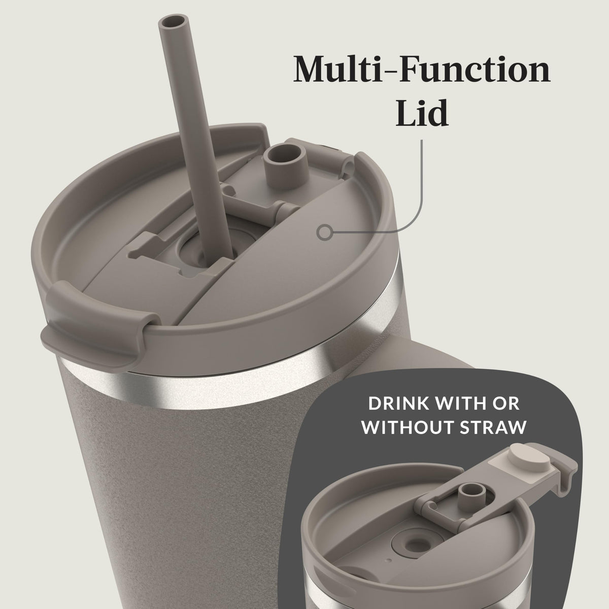 Contigo Streeterville 40oz tumbler stainless steel body keeps drinks cold longer.