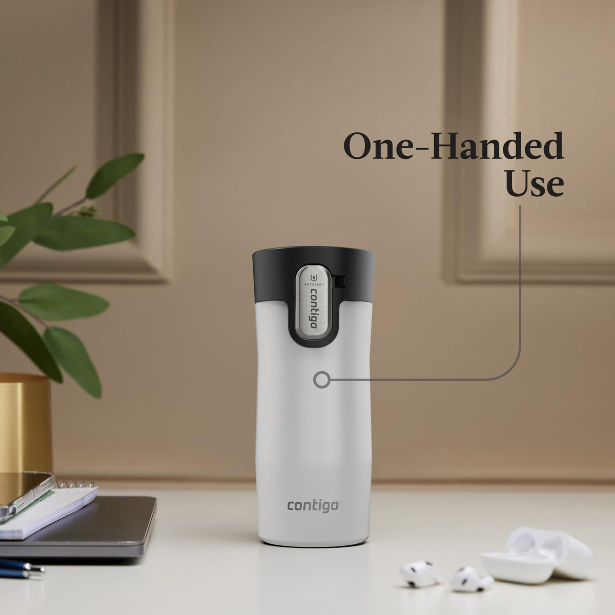 Contigo West Loop 12oz fits in most cupholders and brewers.