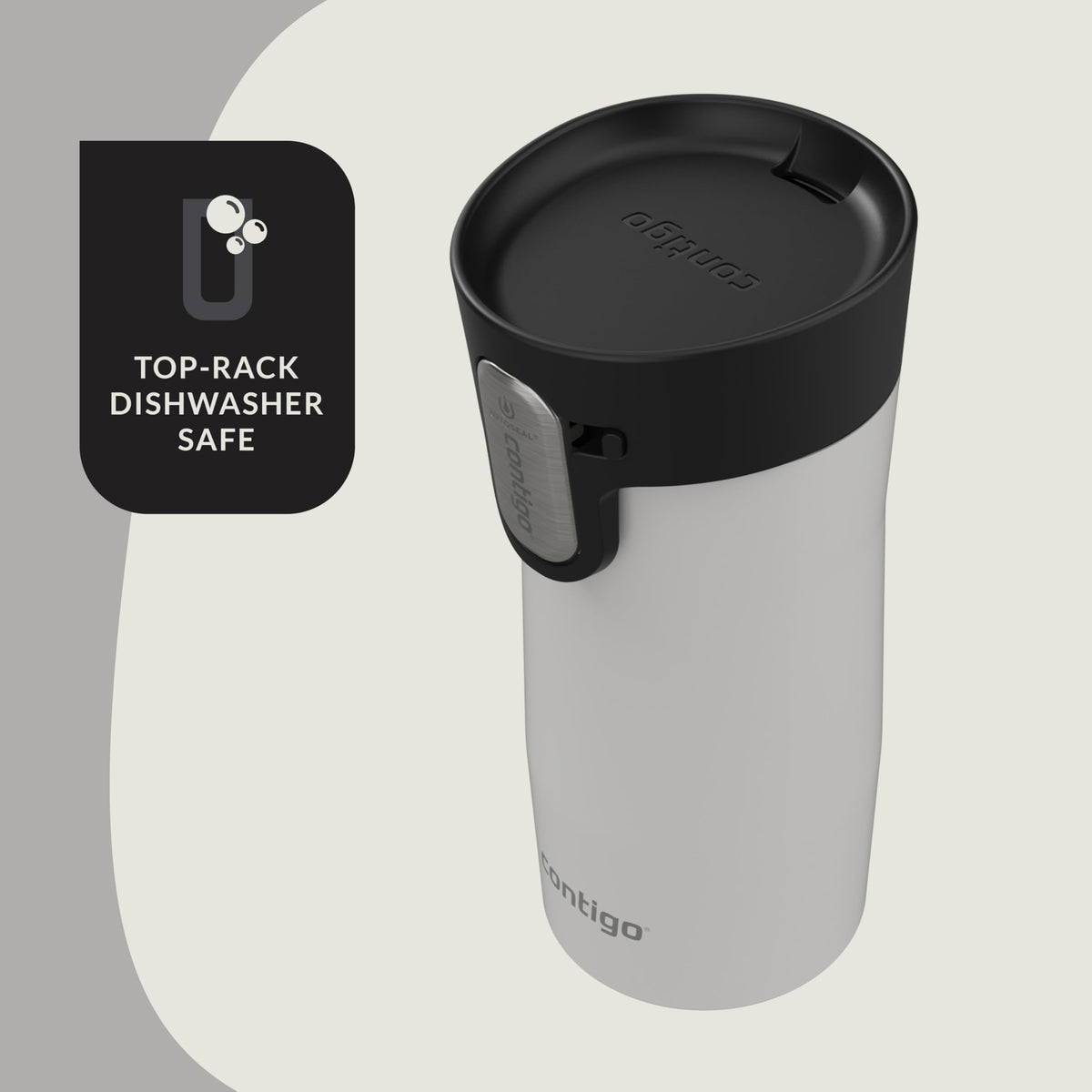 Contigo West Loop 12oz salt frosted pearl body for stylish daily carry.