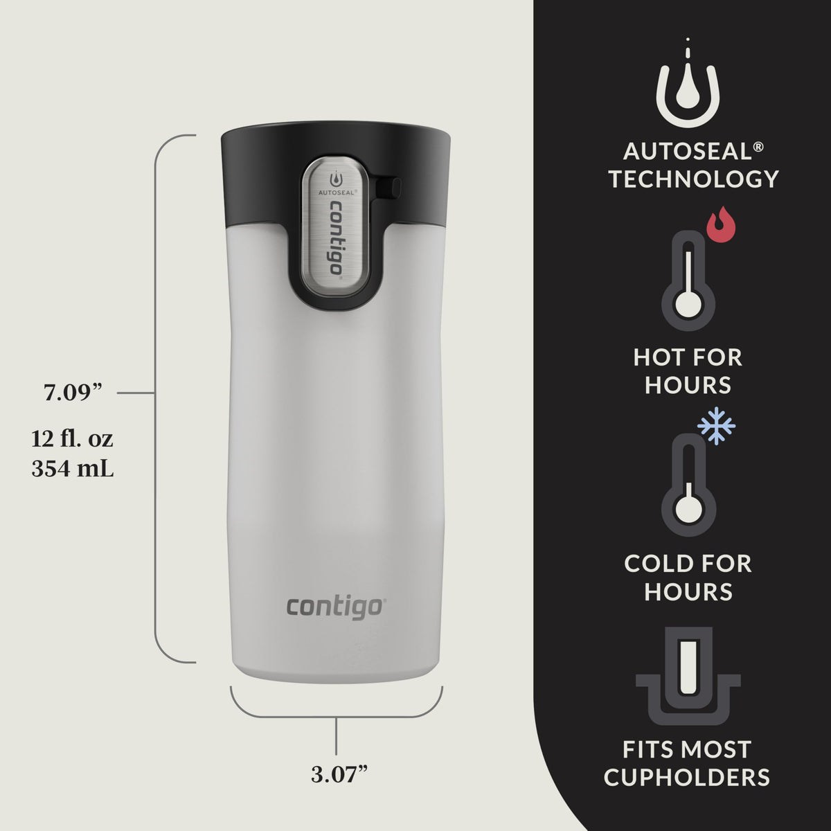 Contigo West Loop 12oz vacuum-insulated mug keeps beverages hot or cold.