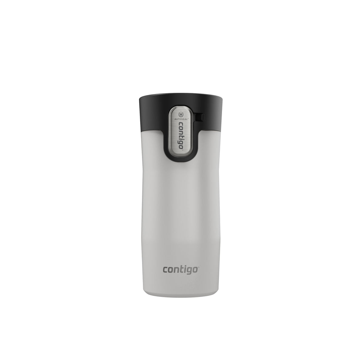 Contigo West Loop 12oz travel mug with leak-proof lid in salt frosted pearl, secure during commutes.