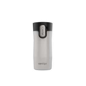 Contigo West Loop 12oz travel mug with leak-proof lid in salt frosted pearl, secure during commutes.