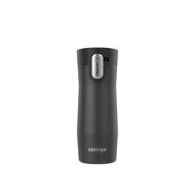 Contigo West Loop 16oz mug front view shows matte black finish for travel use