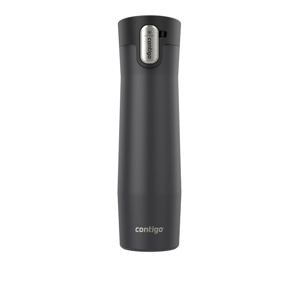 Contigo West Loop 24oz matte black bottle with AutoSeal lid for travel