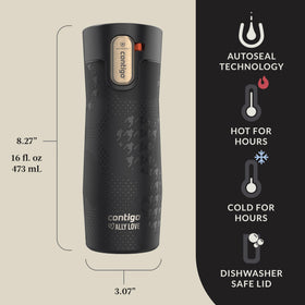 AUTOSEAL prevents leaks during travel in Contigo West Loop 3.0 Licorice.