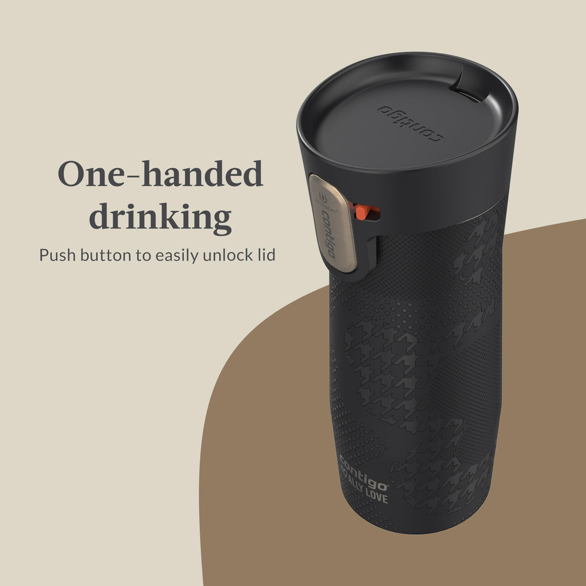 Contigo West Loop 3.0 Licorice easy-clean lid is top-rack dishwasher safe.
