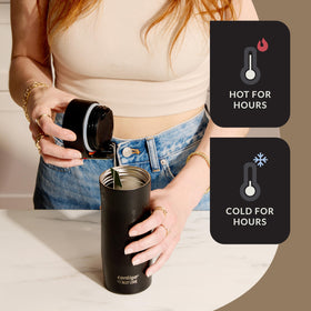 Contigo West Loop 3.0 Licorice bottle fits car cupholders for easy commuting.
