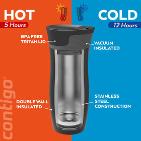Contigo West Loop Autoseal mug on-the-go use in travel scenarios.