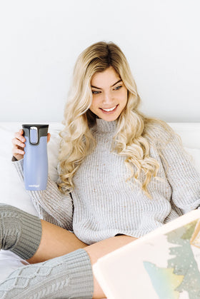 Push-button lid on Contigo West Loop enables one-handed drinking.