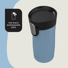 Contigo West Loop lid top-rack dishwasher safe for easy cleaning.