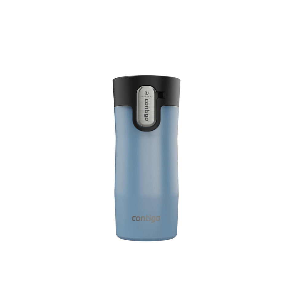 Contigo West Loop mug side view with glacier frost finish and leak protection.