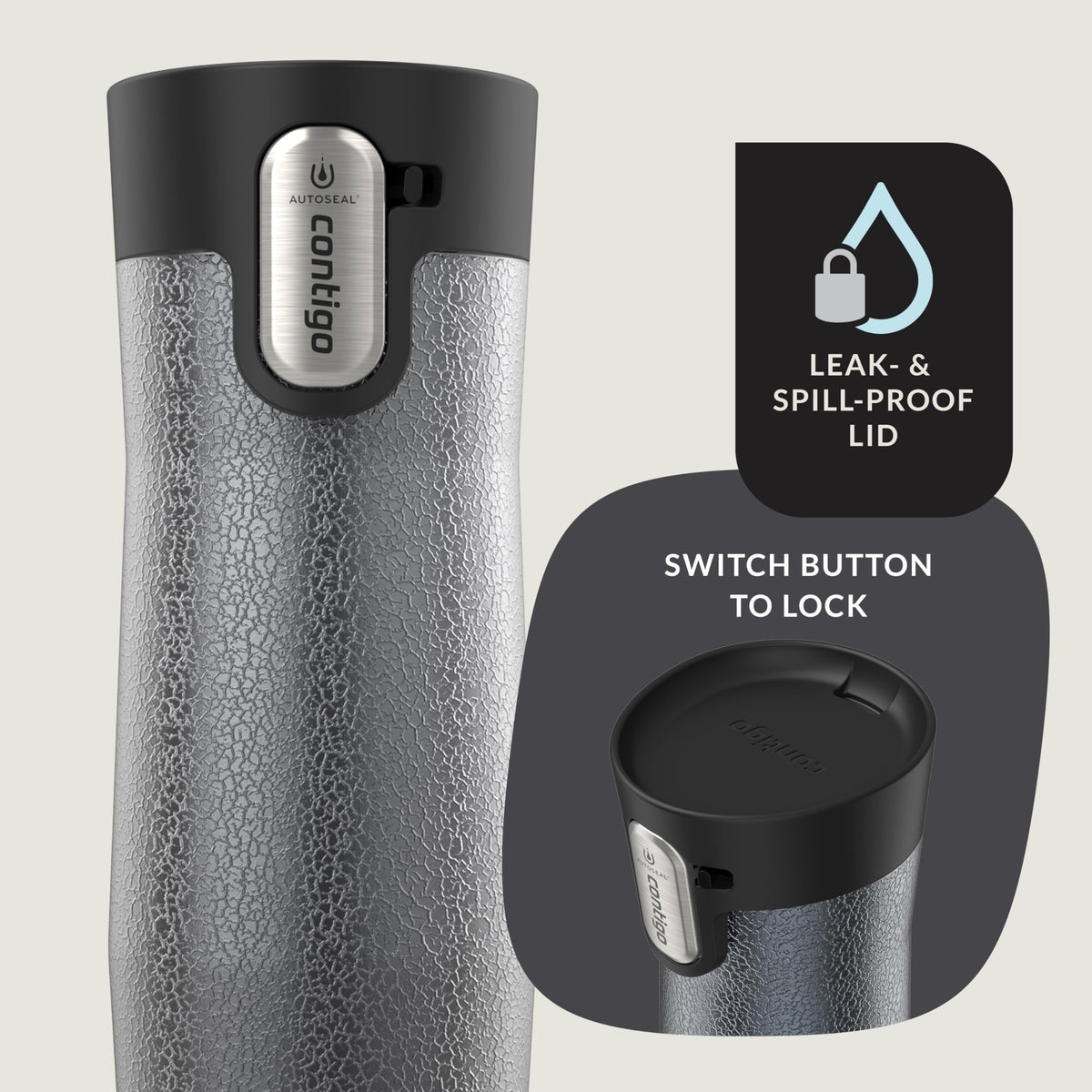 Contigo West Loop insulated stainless steel body preserves temperature.