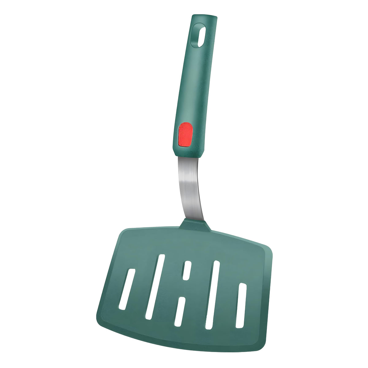 Contiup silicone spatula Turner viewed from the front in green, heat resistant design.