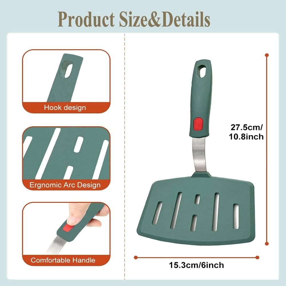 Contiup spatula handle grip in green, ergonomic and non-slip for wet hands.