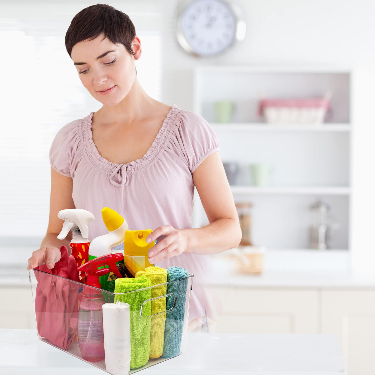 CONTROL KITCHEN bathroom storage bins clear, great for bathroom organization.